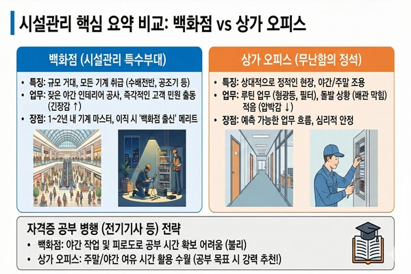 백화점 시설관리 vs 상가 오피스
